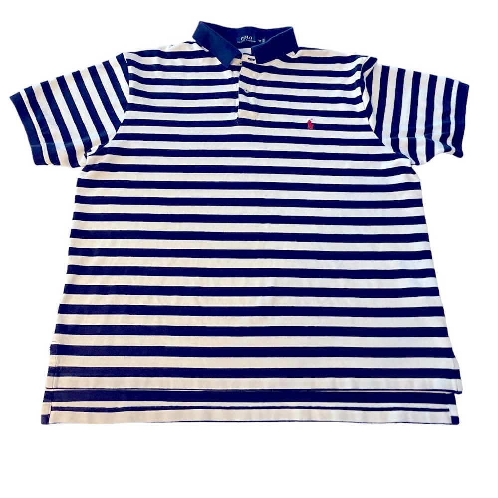 Ralph Lauren Polo - Men’s 2XB - Navy & White Striped w Red Horse